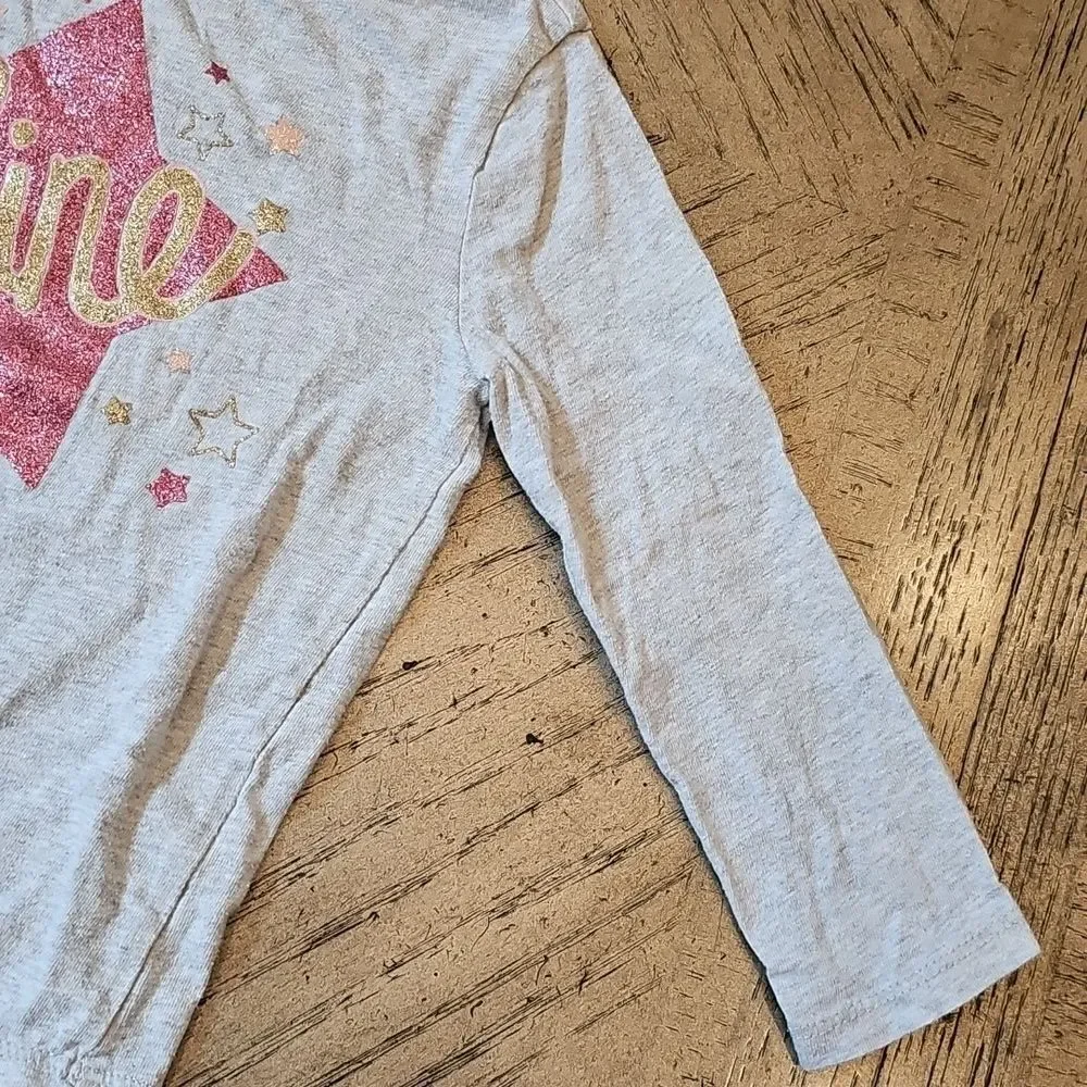 Gymboree Gray Long Sleeve Tee with Pink Star Design 2T